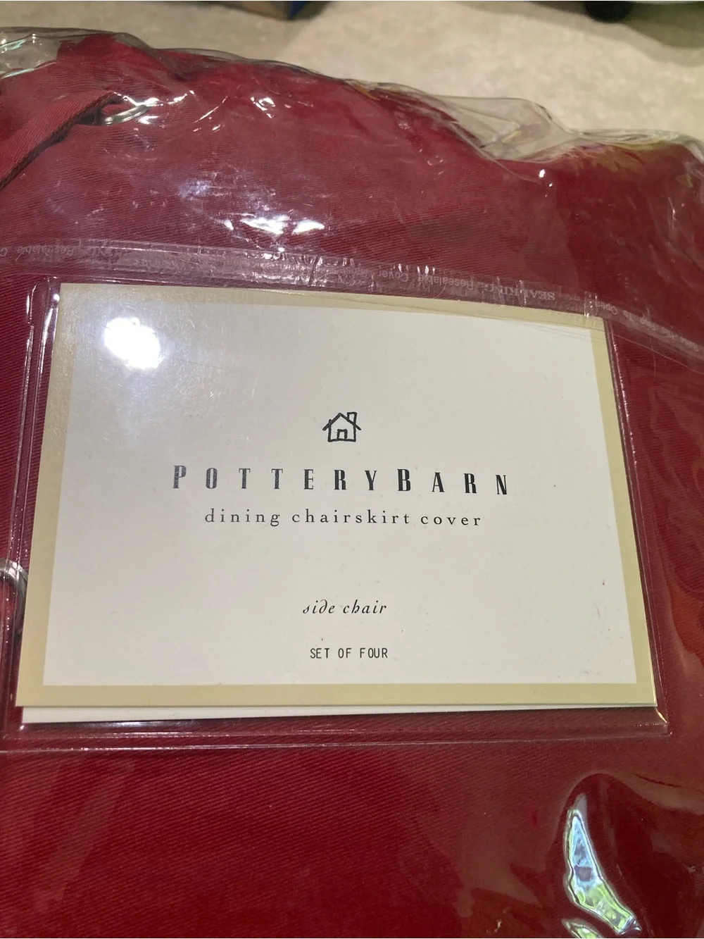 Pottery Barn Cranberry Dining Chair Skirt Covers - Set of 4